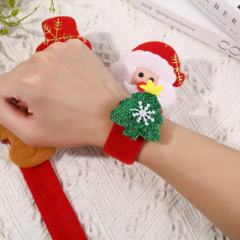 Cartoon Luminous Plush Christmas Slap Bracelet