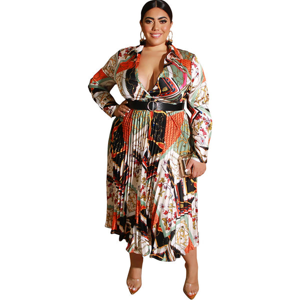 Robe sexy en V avec ceinture grande taille vêtements pour femmes