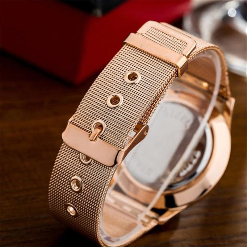 Mode alliage ceinture maille montre unisexe femmes montres Style minimaliste montre à Quartz relogio feminino saat montres pour femmes 