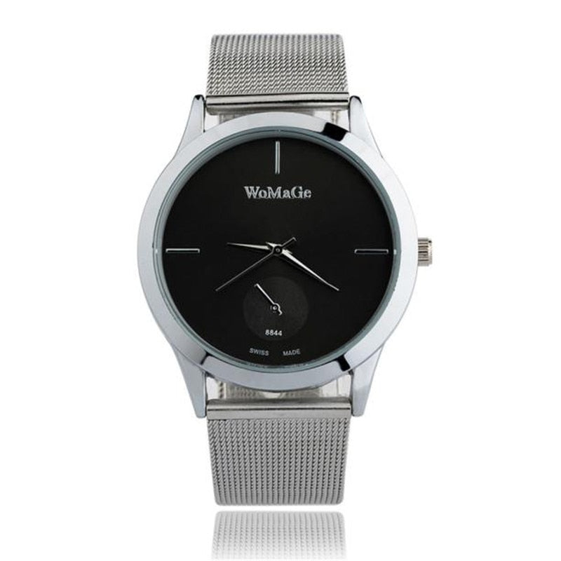 Reloj de malla con cinturón de aleación a la moda, relojes Unisex para mujer, reloj de cuarzo de estilo minimalista, relojes saat para mujer 