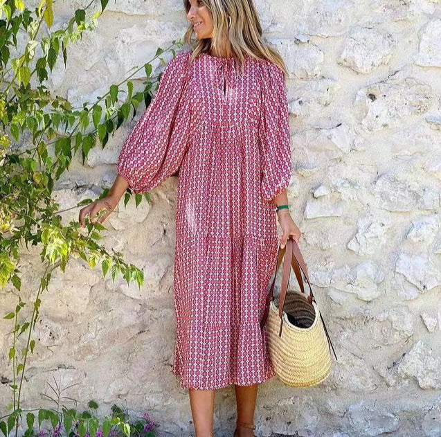 Automne nouvelle robe à manches bouffantes à collage géométrique grande taille vêtements pour femmes