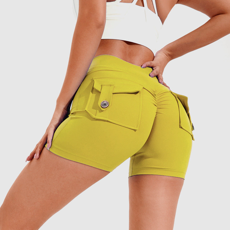 Short de levage de hanche taille haute avec poches pantalons de sport de Yoga Fitness à séchage rapide vêtements d'été pour femmes