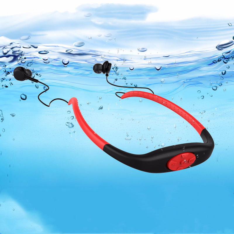 Auriculares inalámbricos 2 en 1 con Bluetooth y reproductor de música MP3, auriculares 8G IPX8, impermeables, deportivos, con banda para el cuello, auriculares estéreo con micrófono