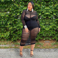 Grande taille vêtements robes pour femmes robe à manches longues avec doublure de body Sexy maille robe moulante en gros livraison directe