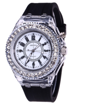 Relojes luminosos LED Ginebra Reloj de cuarzo para mujer Relojes de pulsera de silicona para mujer