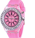 Relojes luminosos LED Ginebra Reloj de cuarzo para mujer Relojes de pulsera de silicona para mujer