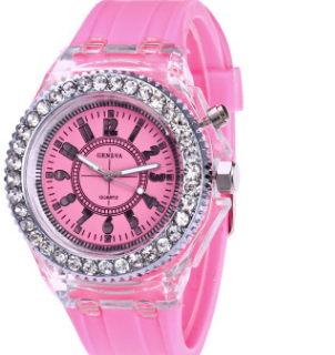 Relojes luminosos LED Ginebra Reloj de cuarzo para mujer Relojes de pulsera de silicona para mujer