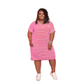 Striped Printed Dress Plus Size Women's Clothing