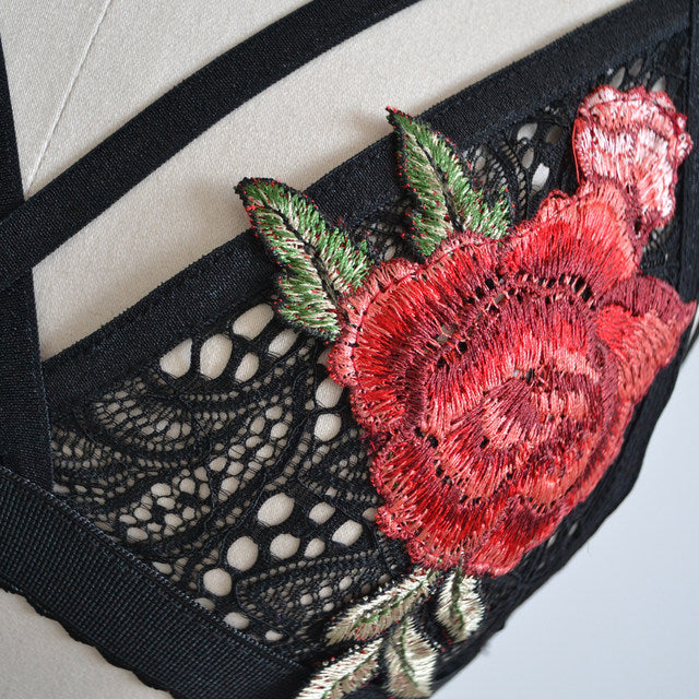 Lace embroidered underwear