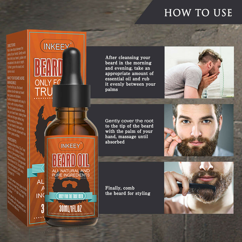 Aceite de barba para hombres, aceite para el crecimiento del cabello, suero para el cuidado del bigote, humectante para el crecimiento, EE. UU.