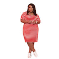 Striped Printed Dress Plus Size Women's Clothing