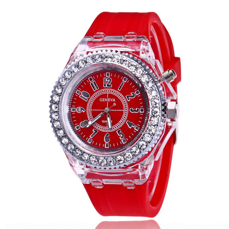 Relojes luminosos LED Ginebra Reloj de cuarzo para mujer Relojes de pulsera de silicona para mujer