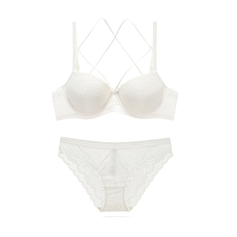 Lace embroidered bra underwear set