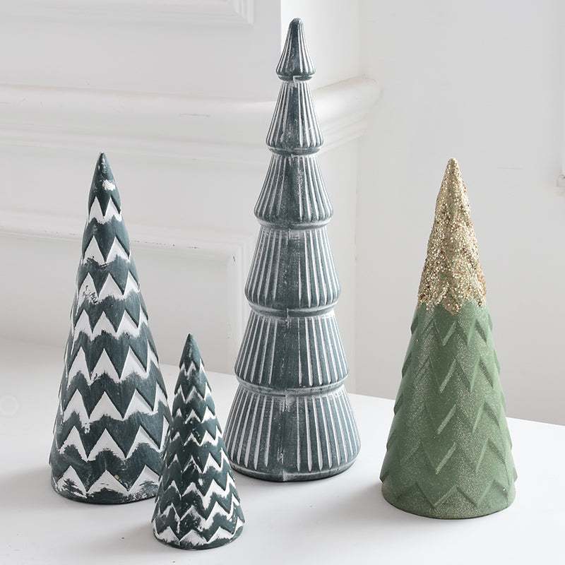 Nordic Morandi Gray-green Mini Christmas Tree Desktop Decorations Christmas Scene Decorations