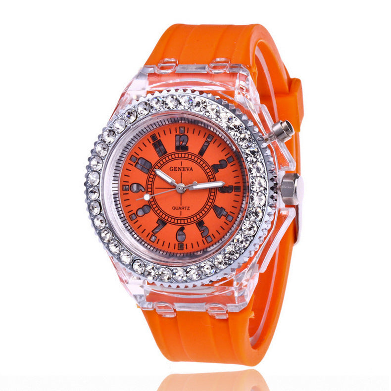 Relojes luminosos LED Ginebra Reloj de cuarzo para mujer Relojes de pulsera de silicona para mujer