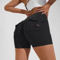 Pantalones cortos de cintura alta para levantamiento de cadera con bolsillos, pantalones deportivos de secado rápido para Yoga, Fitness, ropa de verano para mujer