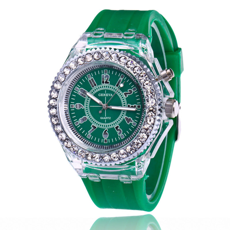 Relojes luminosos LED Ginebra Reloj de cuarzo para mujer Relojes de pulsera de silicona para mujer