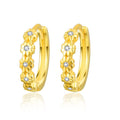 Hypoallergenic Sterling Silver 18K Gold Plated Daisy Flower Cubic Zirconia Hoop Earrings