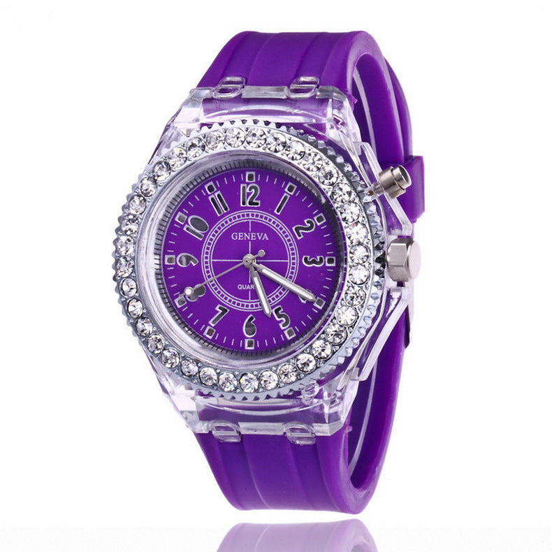 Montres lumineuses LED Genève femmes montre à Quartz femmes dames Bracelet en Silicone montres