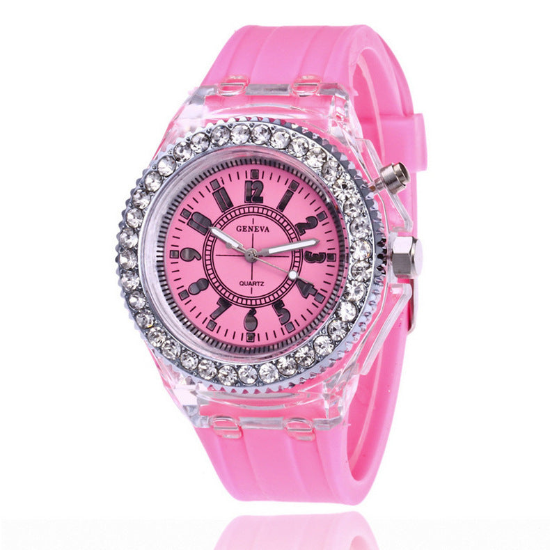 Relojes luminosos LED Ginebra Reloj de cuarzo para mujer Relojes de pulsera de silicona para mujer