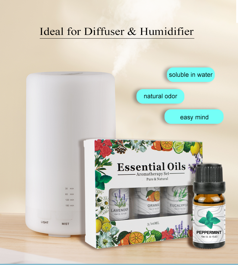 Paquete de 3 - Set de regalo de aceites esenciales de aromaterapia para humidificadores Difusor de aceite