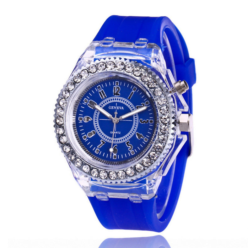 Relojes luminosos LED Ginebra Reloj de cuarzo para mujer Relojes de pulsera de silicona para mujer