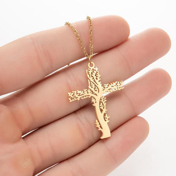 Collar de árbol de la vida, joyería de cadena de clavícula cruzada para mujer