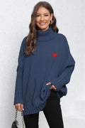 Turtle Neck Long Sleeve Ribbed Sweater