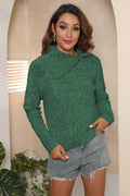 Asymmetrical Neck Long Sleeve Pullover Sweater